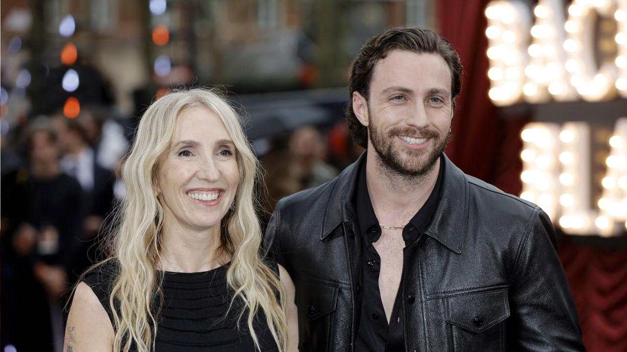 Sam and Aaron Taylor-Johnson attend the world premiere of "Back to Black" at the Odeon Luxe Leicester Square on April 8, 2024