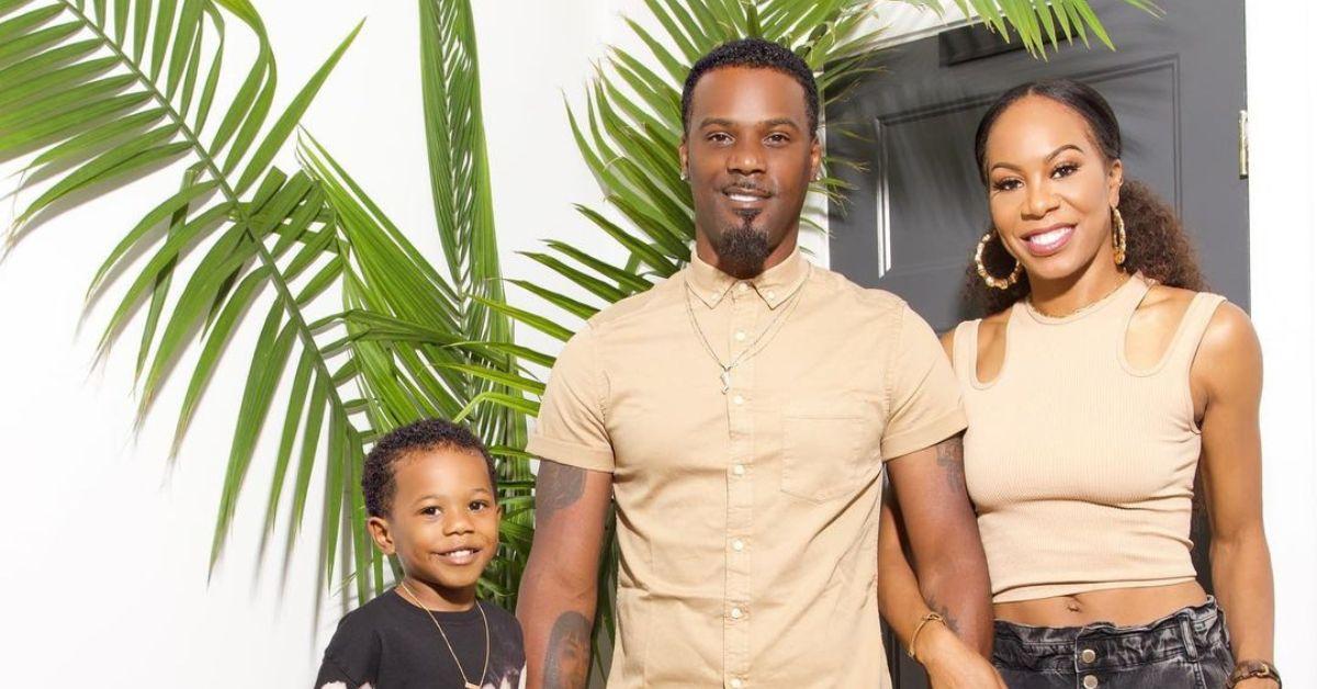 (l-r): Deuce, Ross, and Sanya wearing matching tan and black outfits at home.