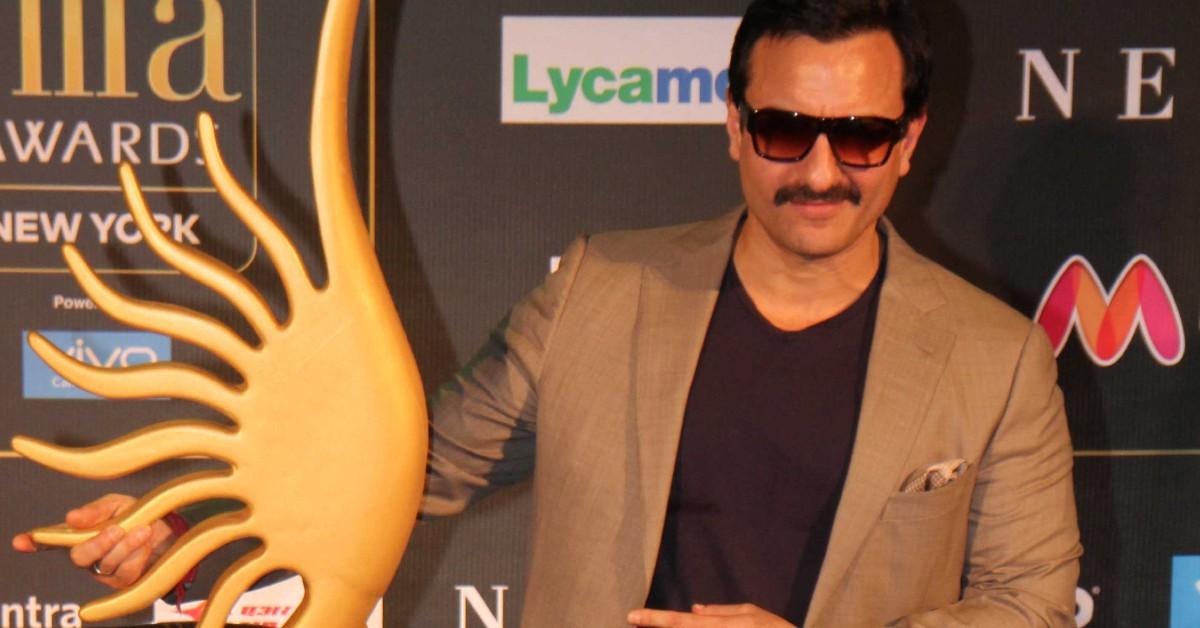 Saif Ali Khan posing for a press photo