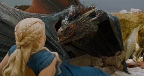 Drogon snarls at Dany