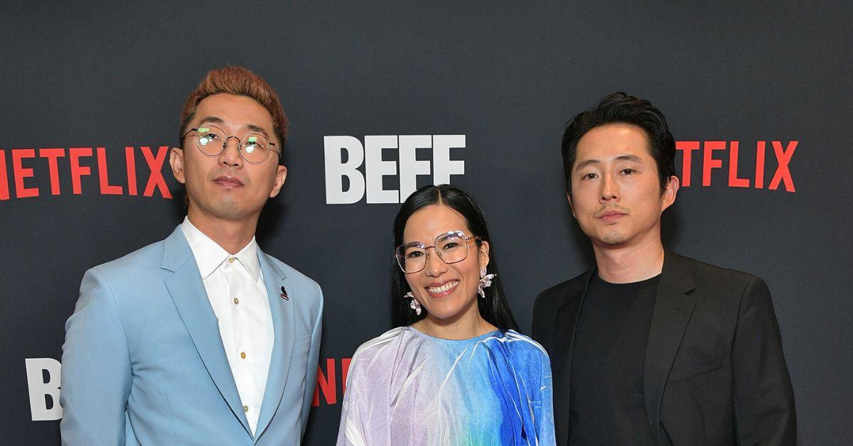 (l-r): Lee Sung Jin, Ali Wong, and Steven Yeun at the 'Beef' Season 1 premiere