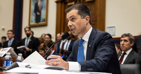 Pete Buttigieg testifying in from of the House of Representatives.