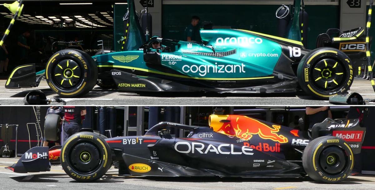 AMR22 and RB18 car comparison