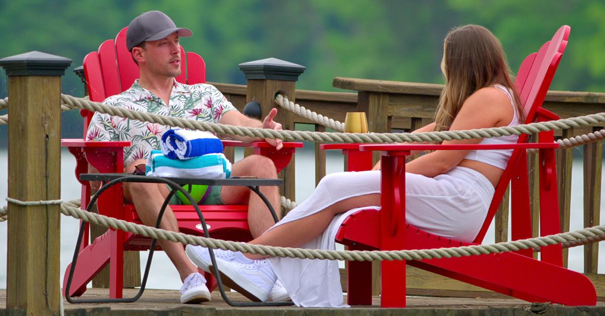 Jeramey and Sarah Ann chat by the lake in Season 6 of 'Love Is Blind.'