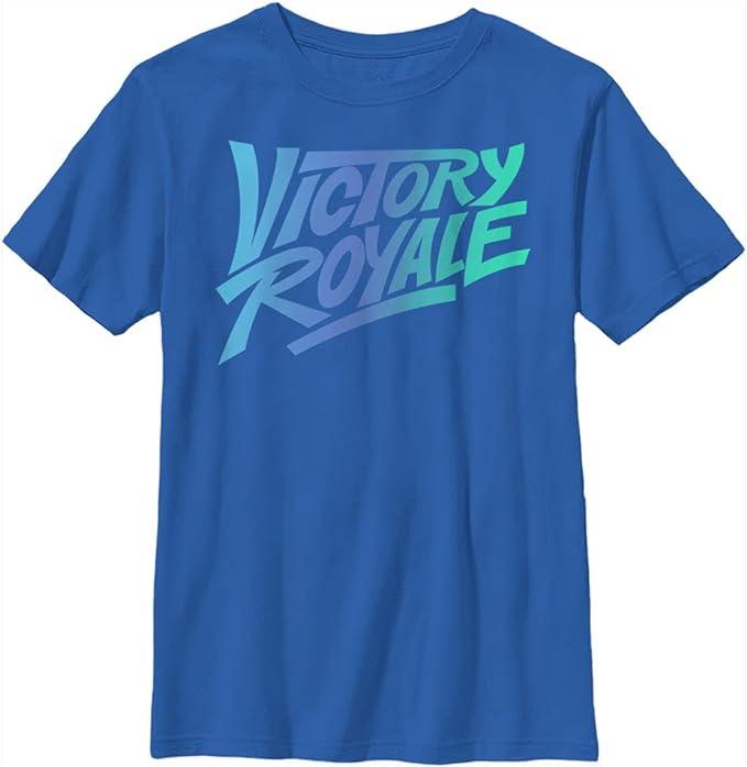 A blue t-shirt that says victory royale