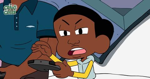 'Craig of the Creek' character playing a video game.