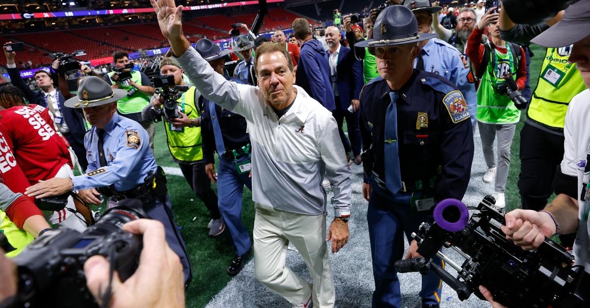 Nick Saban following the SEC Championship game on Dec. 1, 2023.