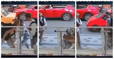 Video Captures Boyfriend Hiding Behind Wall During Mugging