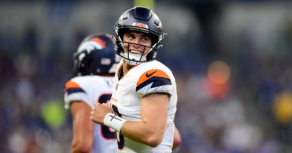 Bo Nix during a pre-season game for the Broncos. 