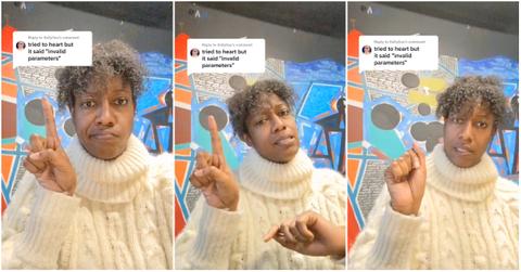 Woman asks TikTok what invalid parameters error message means on TikTok.