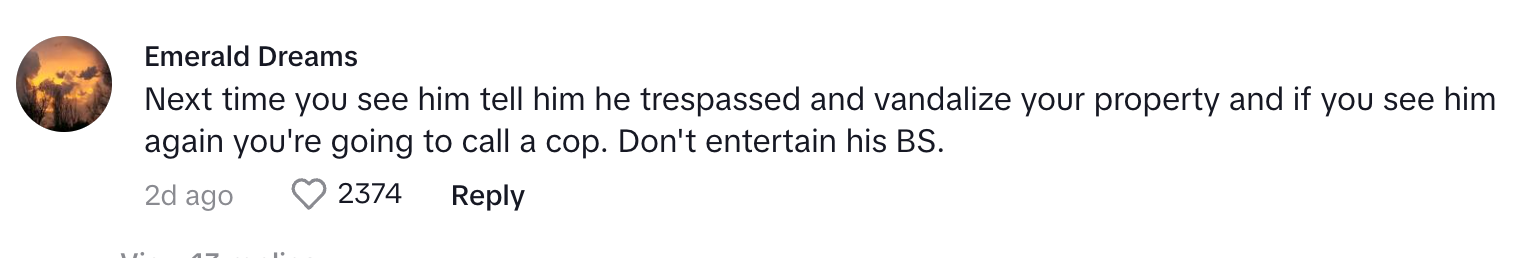 Comment on viral video of woman explaining how her neighbor cleaned her yard without permission and wanted to be paid.