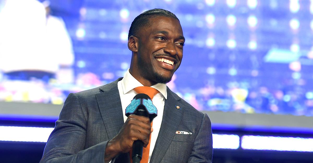 Robert Griffin III commentating during the 2022 NFL draft. 