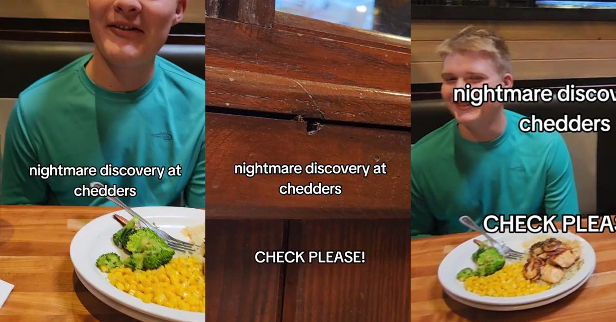 Cheddar's Guest Notices Cockroach at Eye Level Chilling in Booth