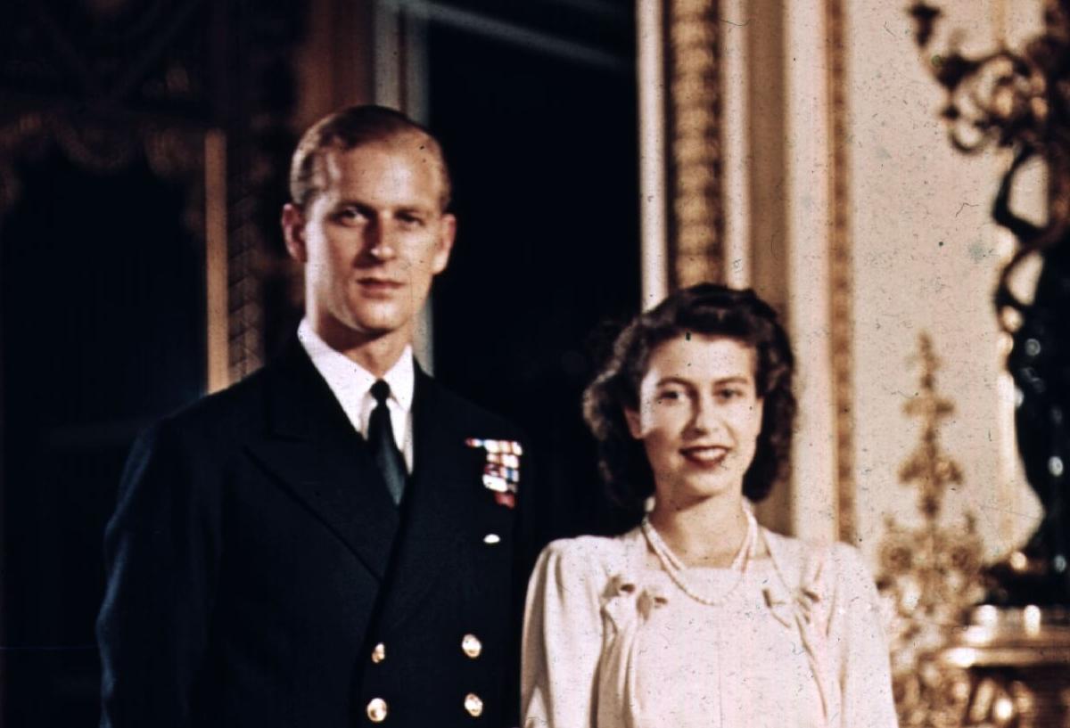 Princess Elizabeth and Prince Philip, Duke of Edinburgh at Buckingham Palace shortly before their wedding (1947)
