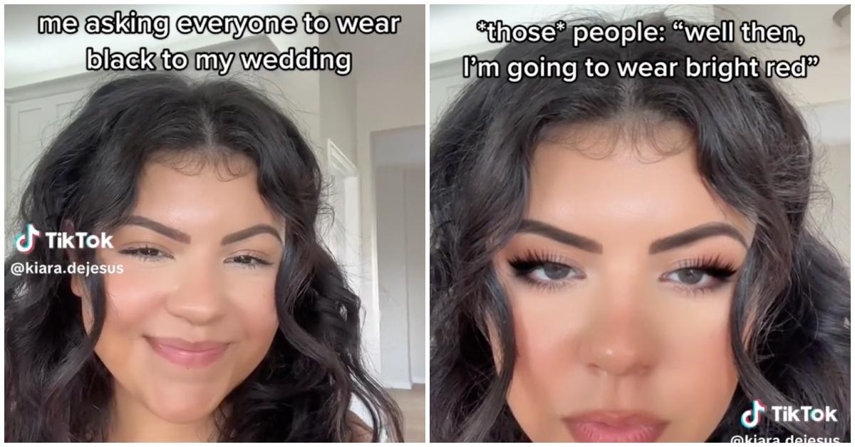 Bride Kiara posts a series of TikTok videos about a strict dress code for her wedding.