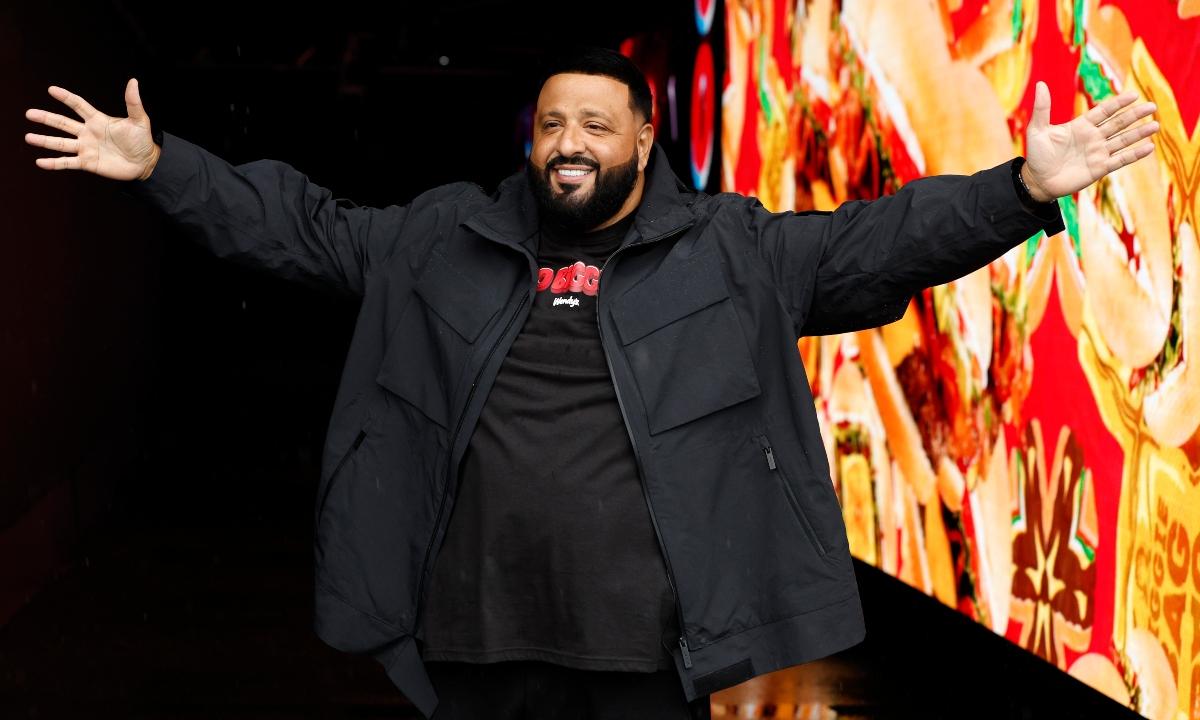 Honorary Starter, DJ Khaled speaks to the media after the NASCAR Cup Series Daytona 500 was postponed due to weather at Daytona International Speedway on February 18, 2024.