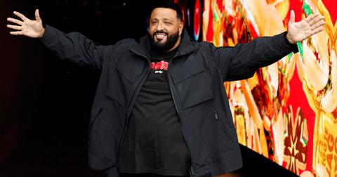 Honorary Starter, DJ Khaled speaks to the media after the NASCAR Cup Series Daytona 500 was postponed due to weather at Daytona International Speedway on February 18, 2024.