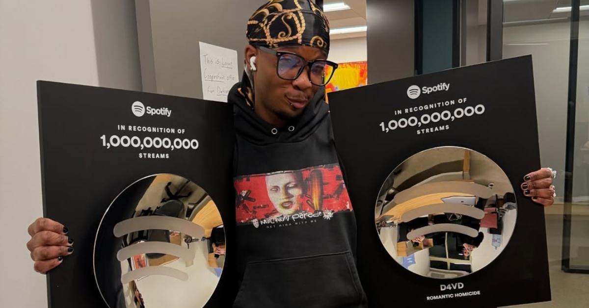 D4vd with his Spotify awards.