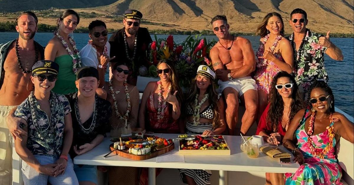 Kristen and Luke with the rest of The Valley cast on a boat in Maui