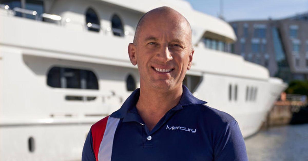  Captain Kerry Titheradge posing near the yacht for 'Below Deck Adventure'