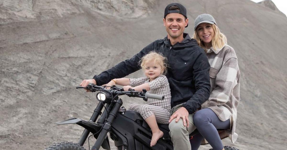 Chris Osmond with his wife and daughter on a motorbike