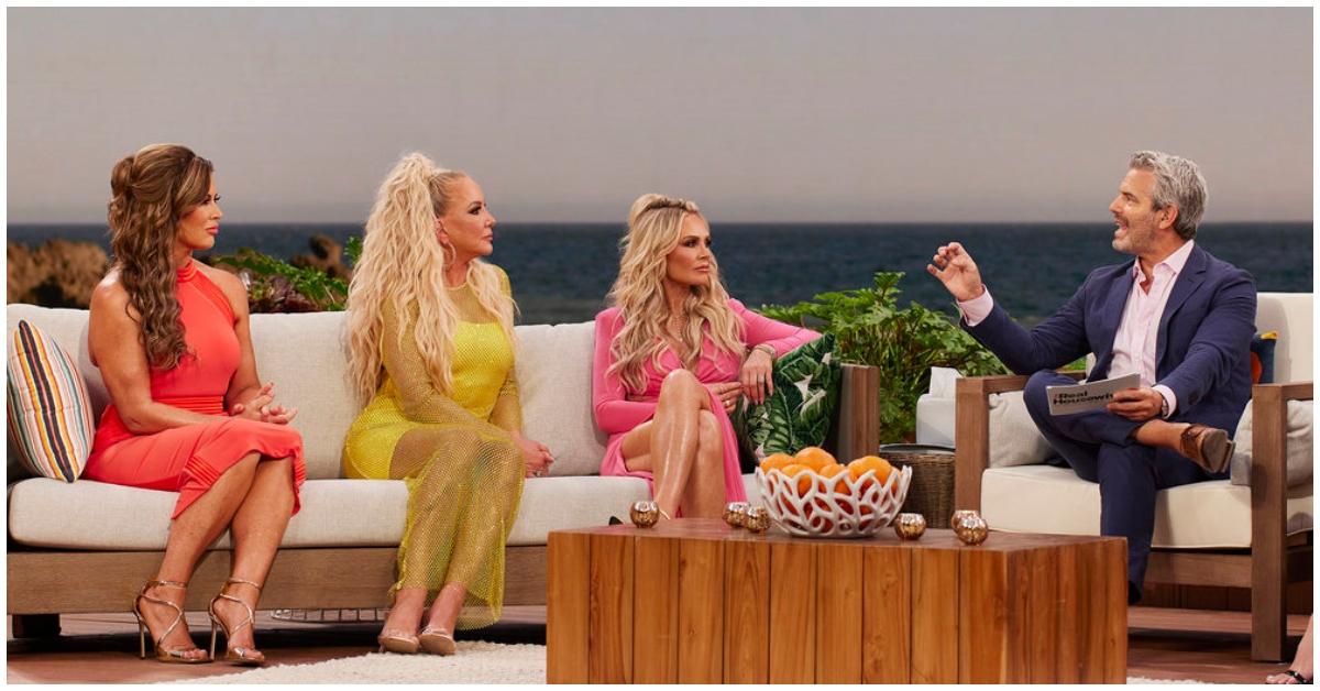 (l-r): Emily Simpson, Shannon Storms Beador, Tamra Judge, and Andy Cohen