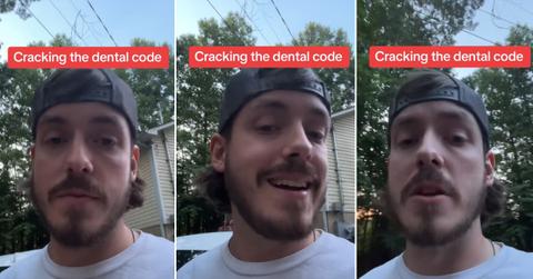 A man brushes his teeth once a day and doesn't get cavities