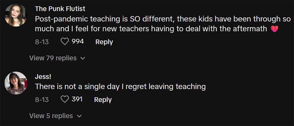 Comments on a viral video of a teacher explaining why he's quitting on his first day.