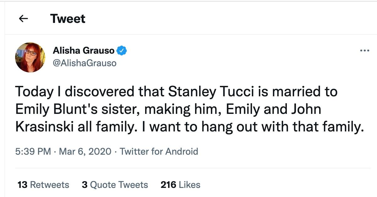 Tweet about Stanley Tucci's family