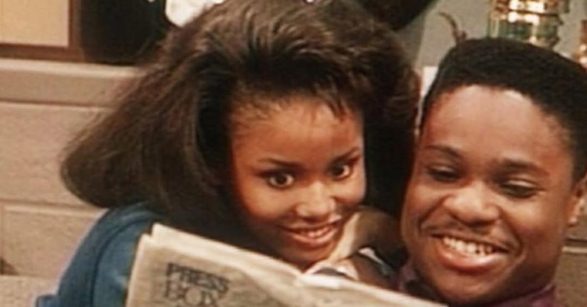 (l-r): Michelle Thomas as Justine Williams and Malcolm-Jamal Warner as Theo Huxtable on 'The Cosby Show.'