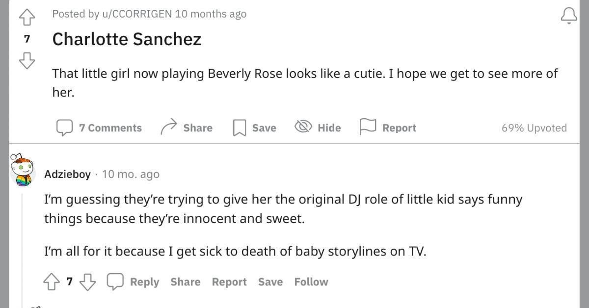 Reddit thread about Charlotte Sanchez