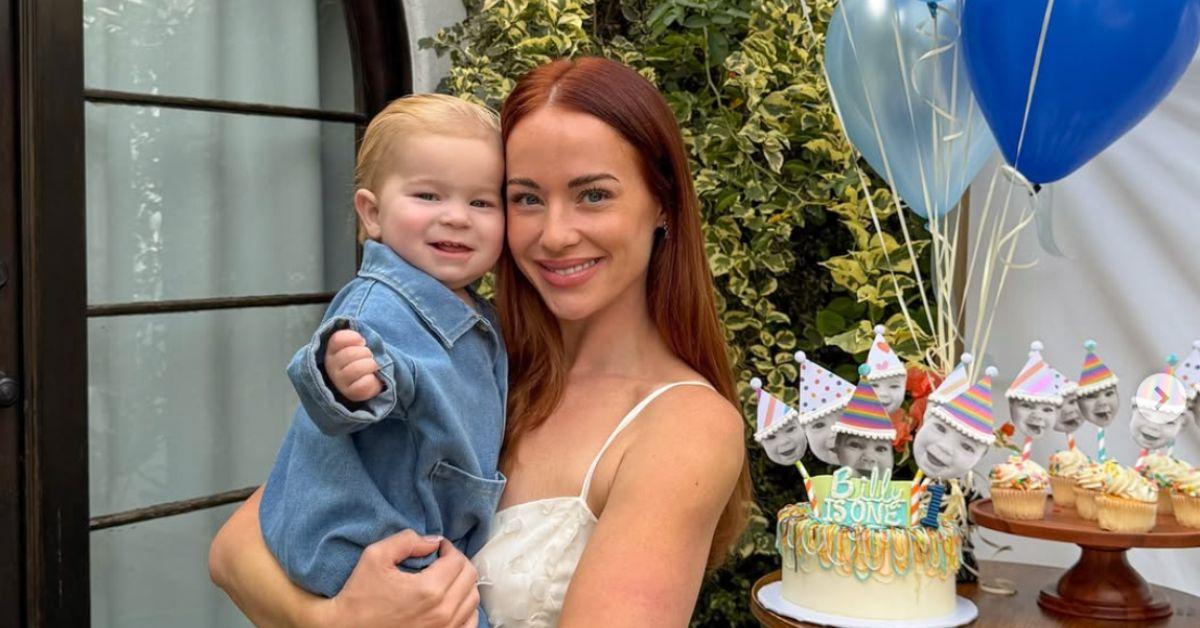 Whitney Leavitt holding her son at his birthday party. 