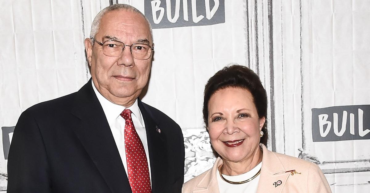 Colin L. Powell, poses for a photo with his wife, Alma Powell