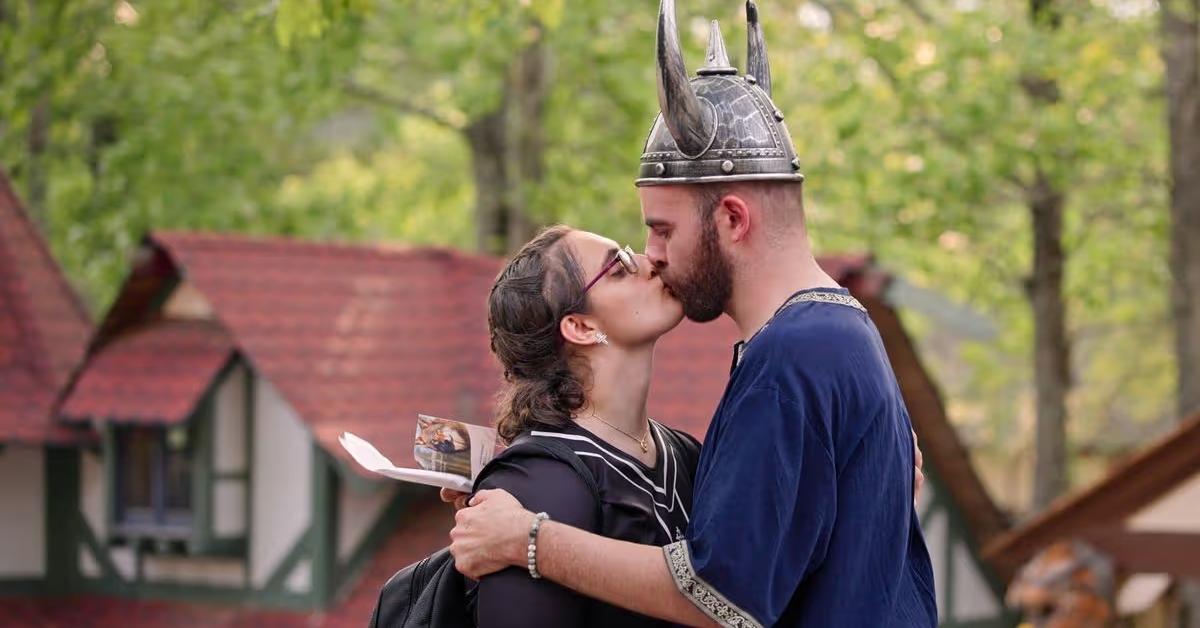 Connor and Georgie kiss at a LARP event on Love on the Spectrum.