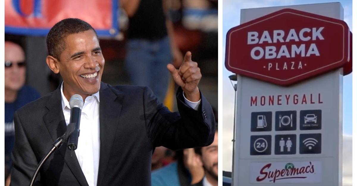 (L-R): Former president Barack Obama; Barack Obama Plaza in Ireland