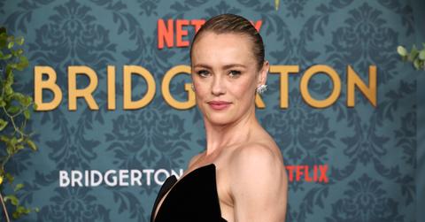 Hannah New on the 'Bridgerton' season 3 red carpet in May 2024