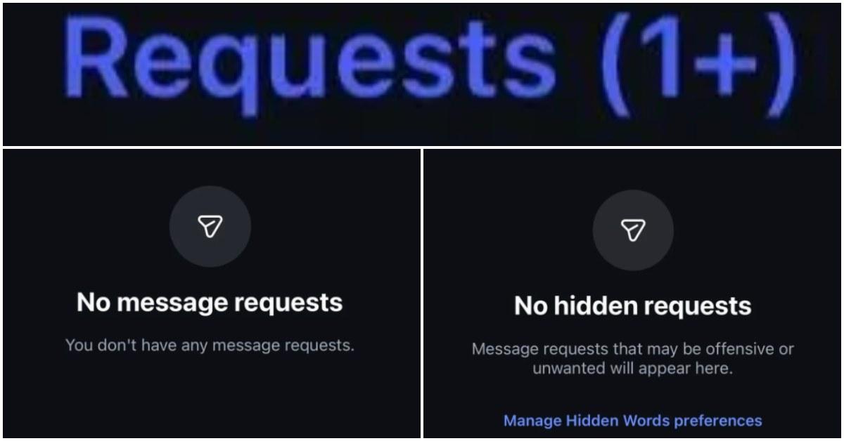 Reddit comment addressing Instagram's message request glitch.