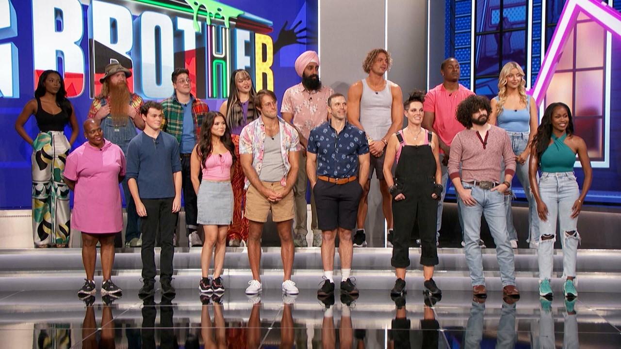 'Big Brother' Season 25 cast members on stage in Episode 1