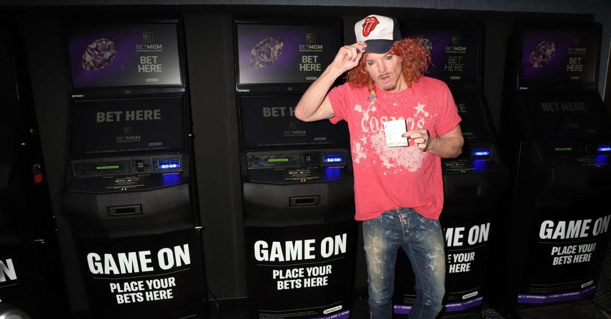 Carrot Top placing a bet in MGM casino in 2022.