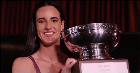 Caitlin Clark wins Woman of the Year at the 2023 Collegiate Women's Sports Awards.