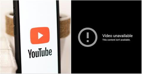 YouTube Screen on phone and error message
