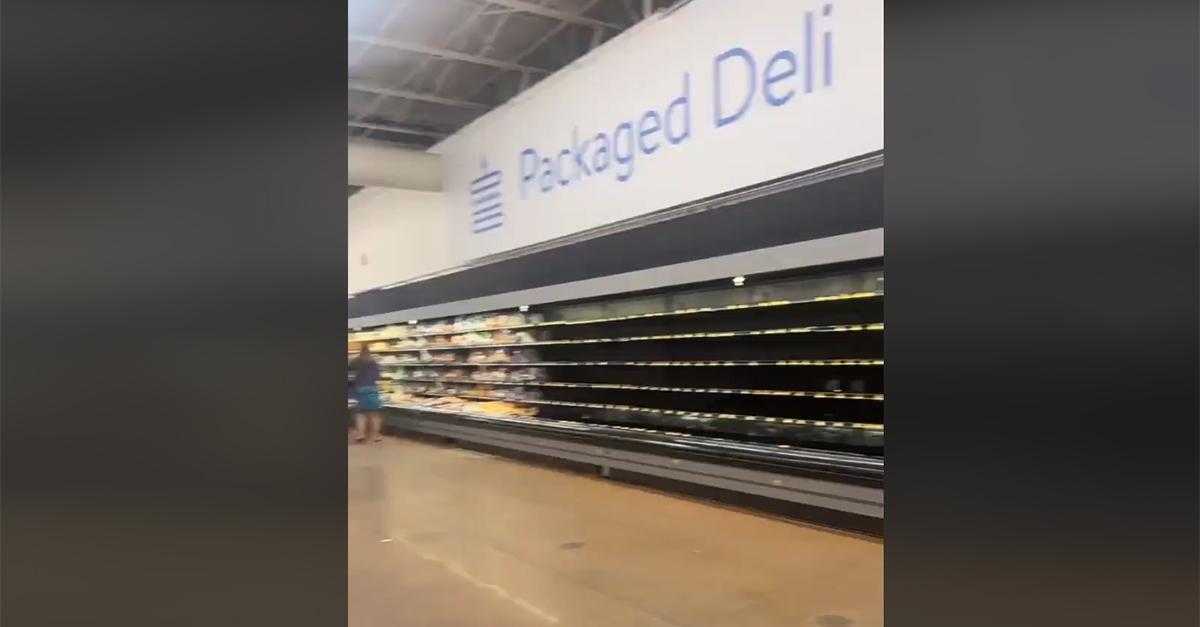 A TikTok shows off empty grocery shelves amidst a trucker strike