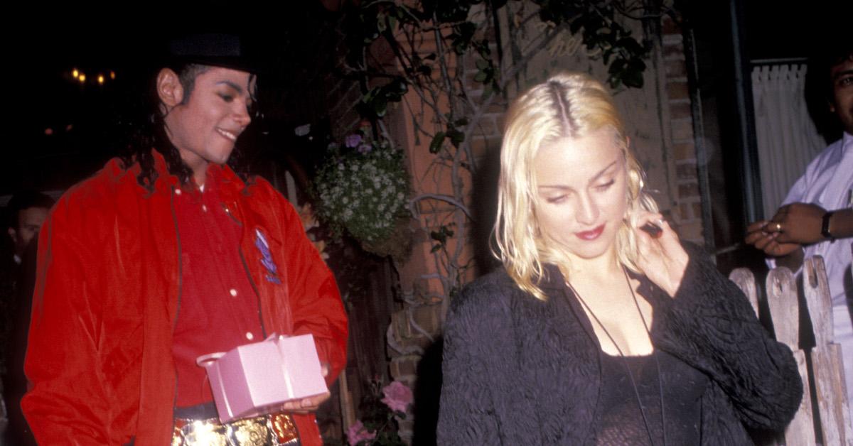 Michael Jackson and Madonna leaving a restaurant