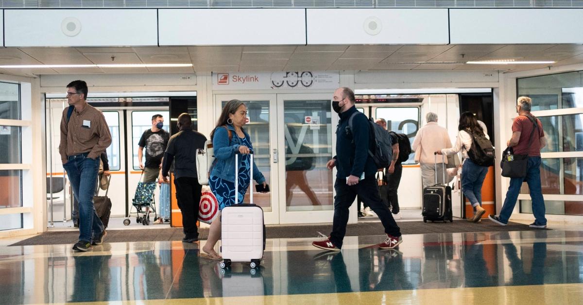 Airport passengers walking 