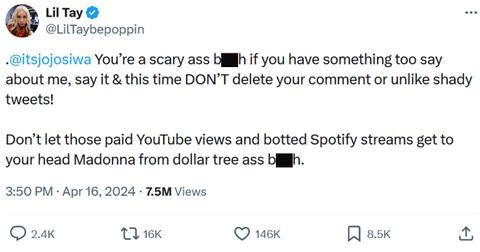 Lil Tay tweets about JoJo Siwa