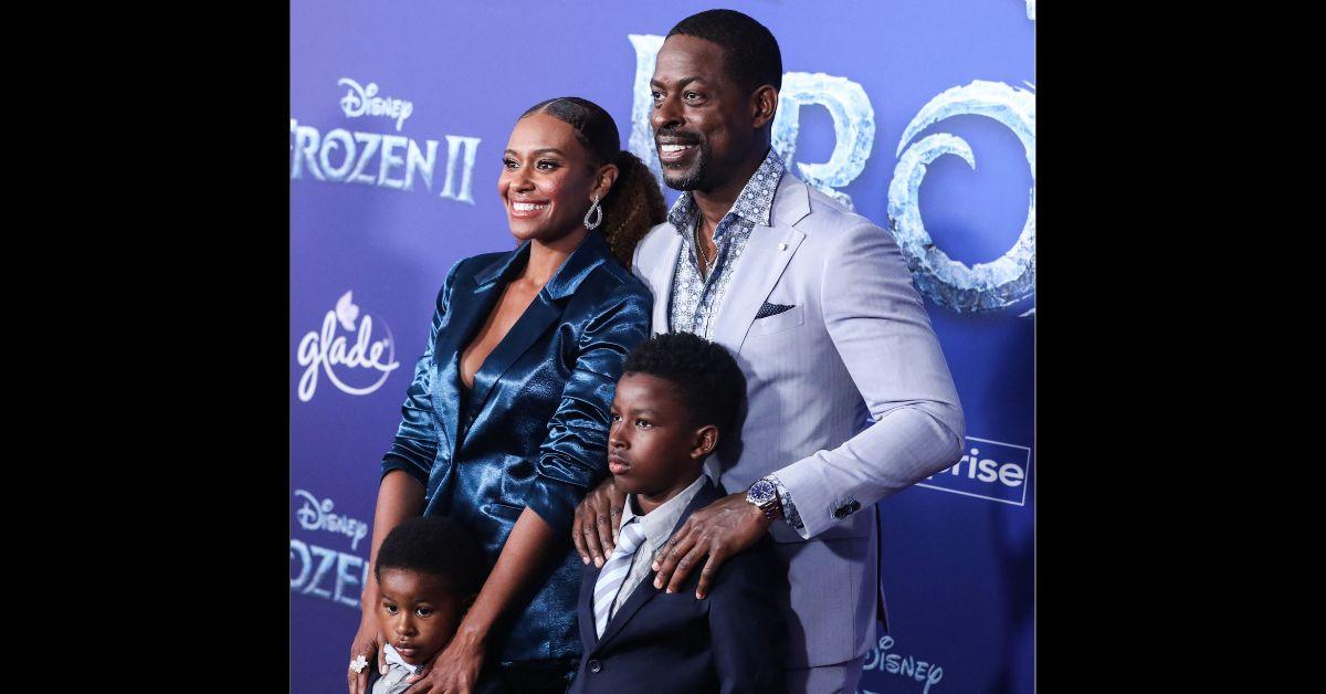 Sterling K. Brown with his wife and children at the Frozen II premiere. 