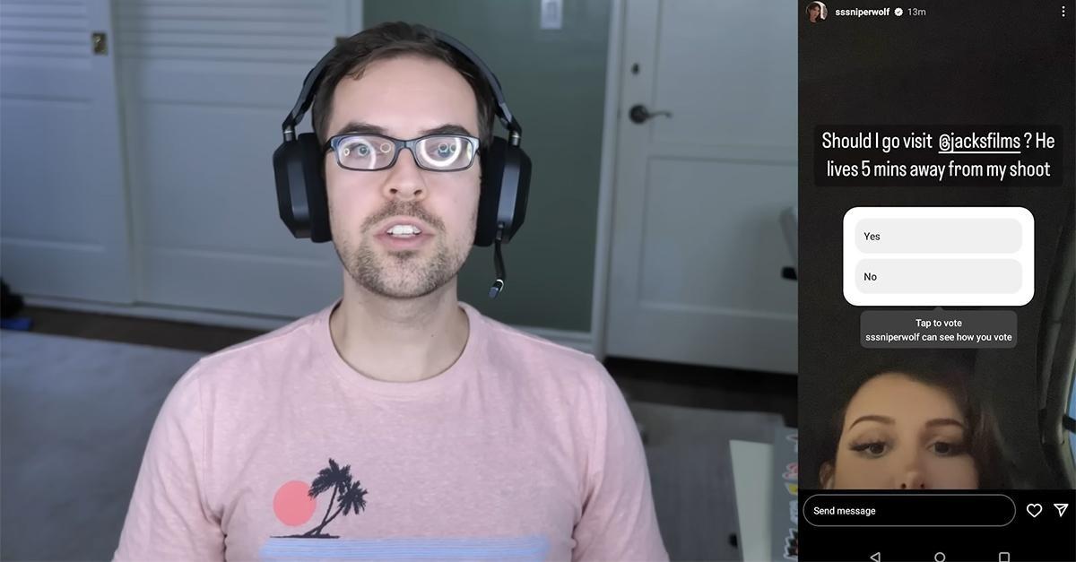 Jacksfilms talking about SSSniperWolf during a stream.