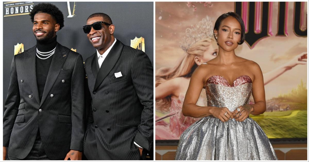 Deion Sanders and his son, Shedeur Sander, attend the NFL Honors Awards Ceremony / Karreuche Tran at Wicked."