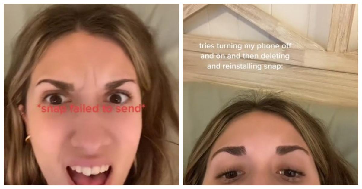 A TikToker mimics a Snap failing to send