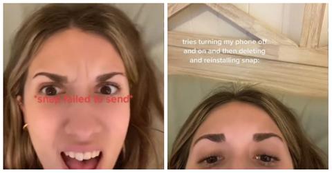 A TikToker mimics a Snap failing to send
